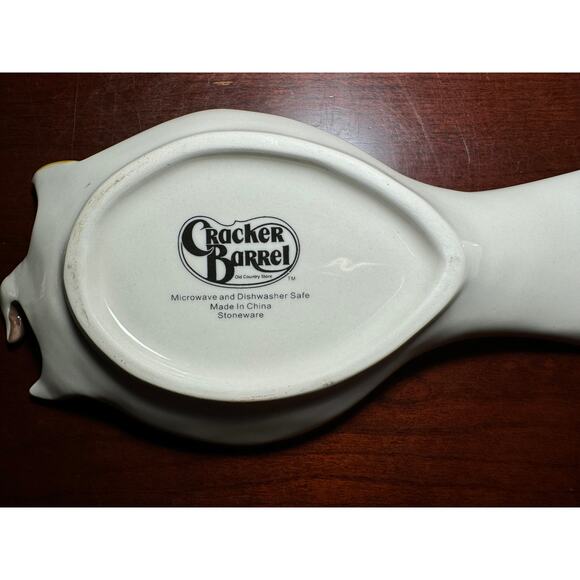 Cracker Barrel Owl Spoon Rest Stoneware Microwave & Dishwashter Safe Approx 9" L - Picture 5 of 6